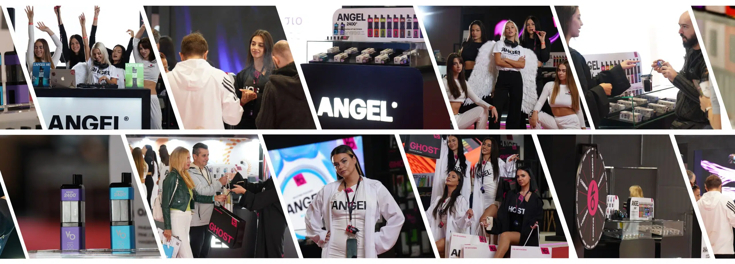 Exciting moments from Vapexpro Greece 2024, featuring Angel® demos, games, and engaged visitors enjoying the Angel® experience.